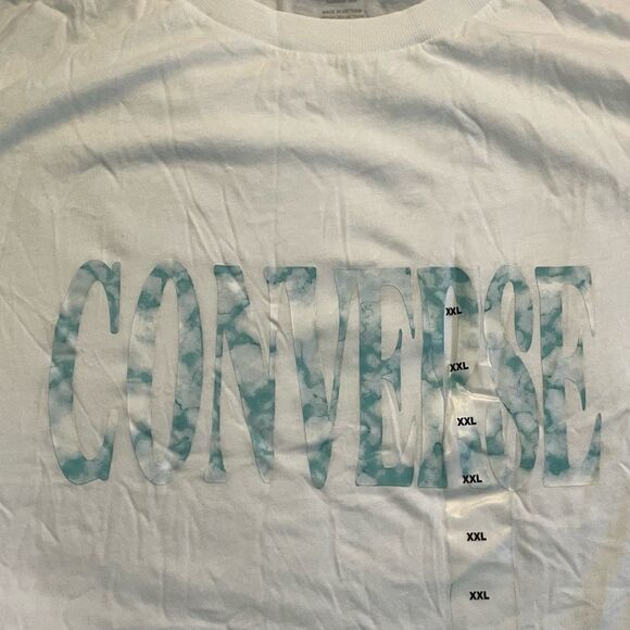 Converse Tie Dye Logo Graphic Tee White Green Cotton Knit Short Sleeve XXL - Picture 2 of 6